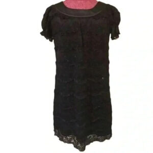 Sunhee Petite Dress Size 4P Black Sequins Lace vintage 90s party